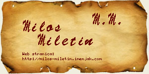 Miloš Miletin vizit kartica